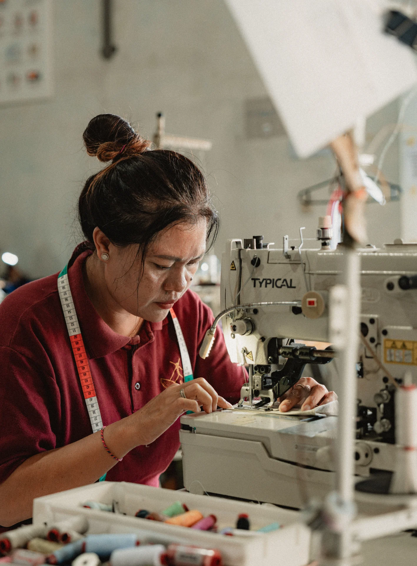 Computerized Direct-Drive Lockstitch Machine used for sustainable clothing production in Bali