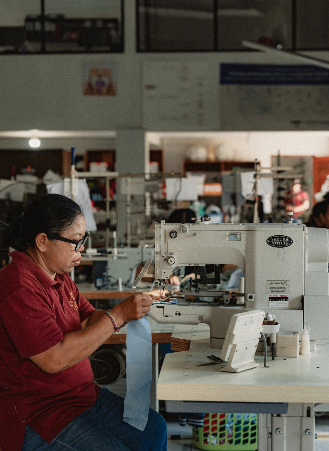 Industrial Sewing Workstation used for sustainable clothing production in Bali